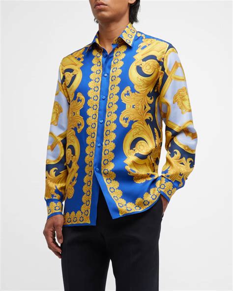 silk shirt mens versace shirt|Versace collection men shirt sale.